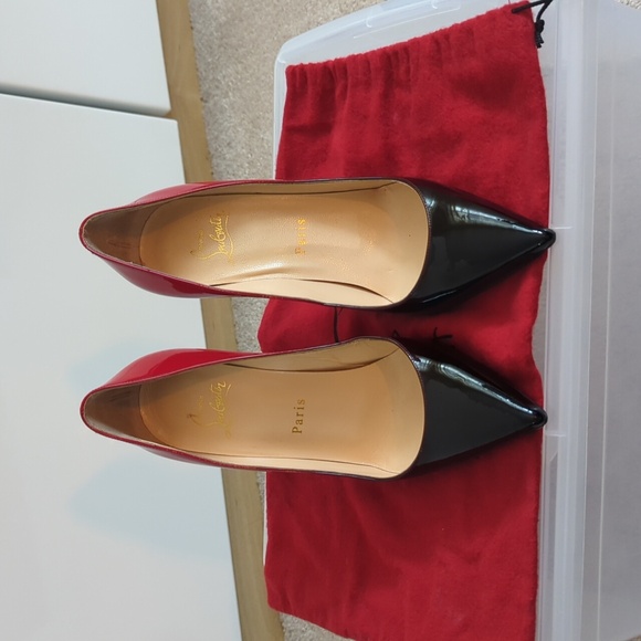 CHRISTIAN LOUBOUTIN Pumps Décolleté Black Red Ombre Heels Size 37 - Picture 3 of 9
